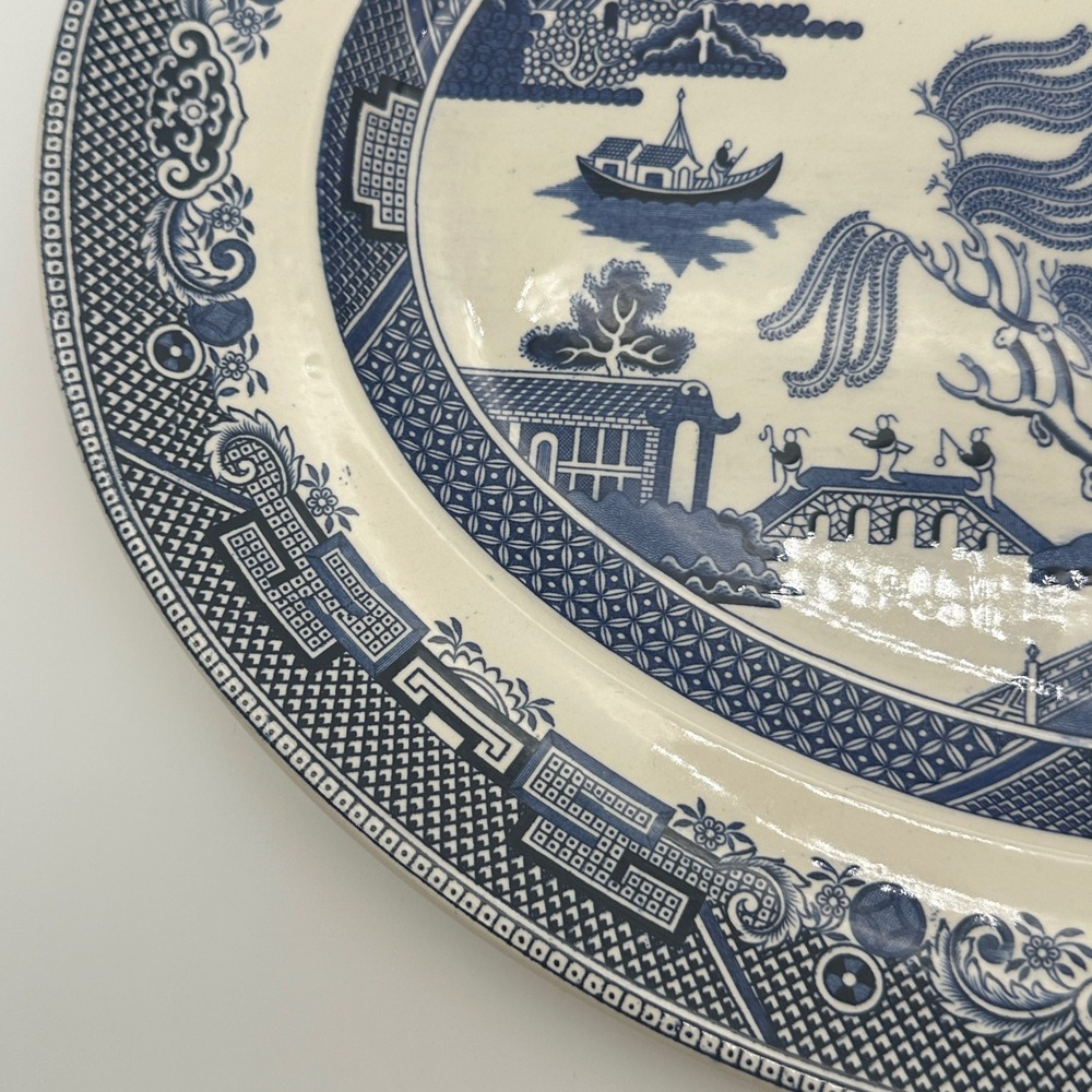Johnson Brothers Willow Blue White Oval Serving Platter 16 Inch England Vintage - Picture 5 of 11